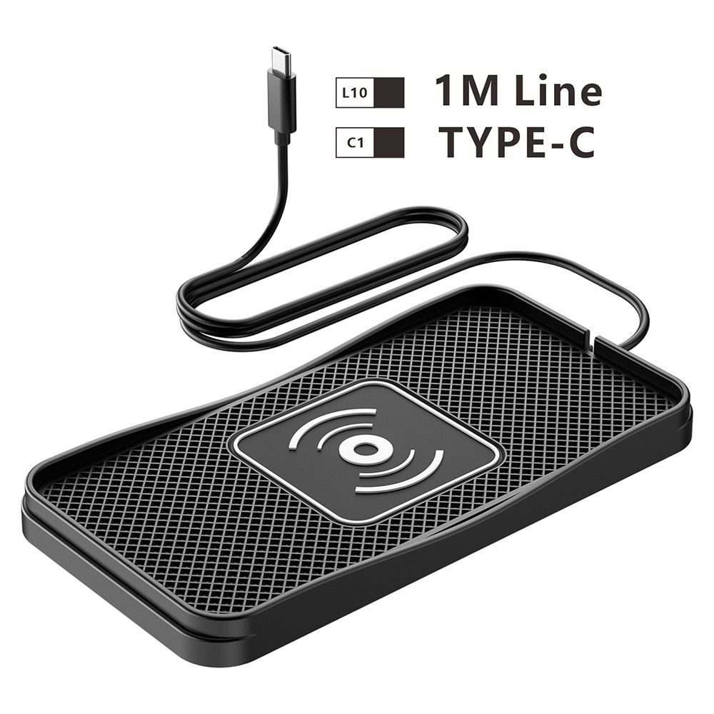 20W Car Wireless Charger with 1m Cable Fast Charging Anti Slip Silicone Pad for Vehicles - Type C Plug