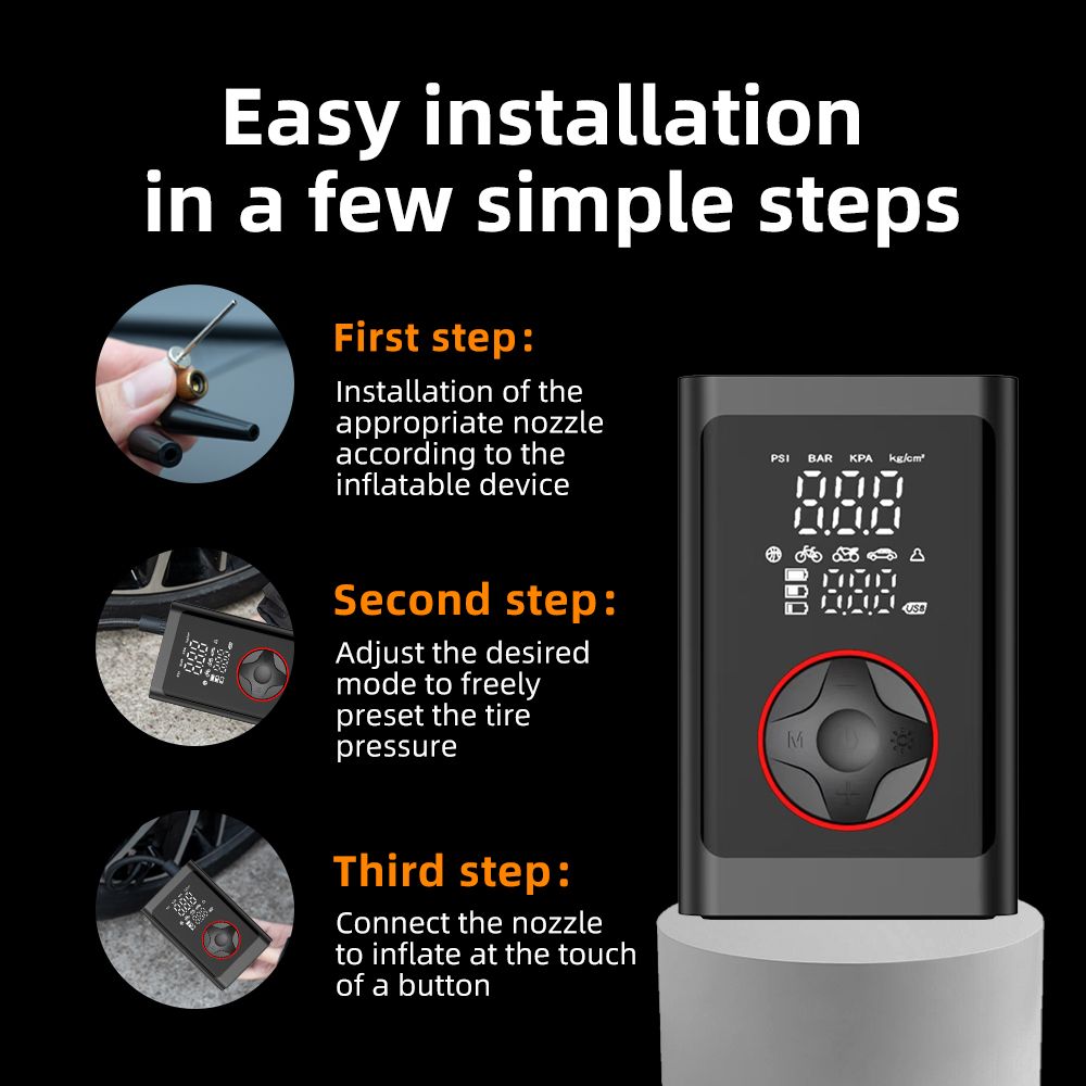 Portable Emergency Tire Inflator Kit for Cars and Suvs