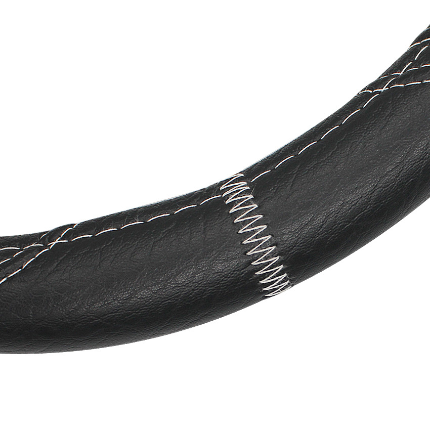 Stylish Car Vehicle PVC Faux Leather Anti-Slip Steering Wheel Wrap Cover Black