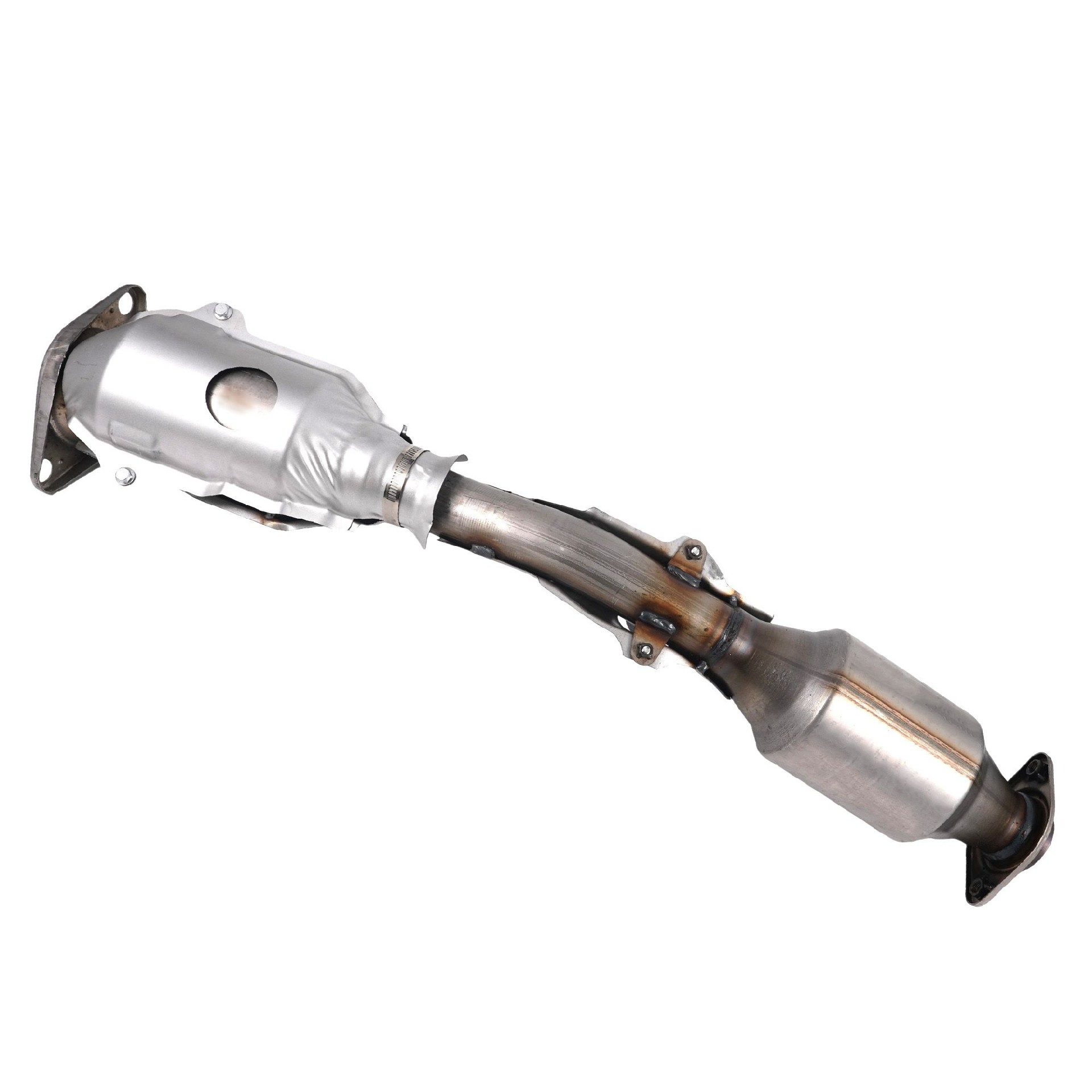 Dual-Can Catalytic Converter for Nissan Tiida (Old Models) Dual-Stage Purification Retrofit-Friendly Universal Adaptors Included Auto Parts