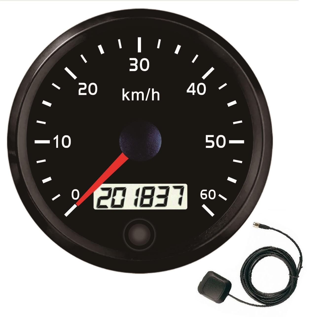 Wholesale Price 85mm 60 Km/H GPS Speedometer Waterproof Universal for Marine Ships Yachts Car Motorcycle Blackwith Odometer and Sensor