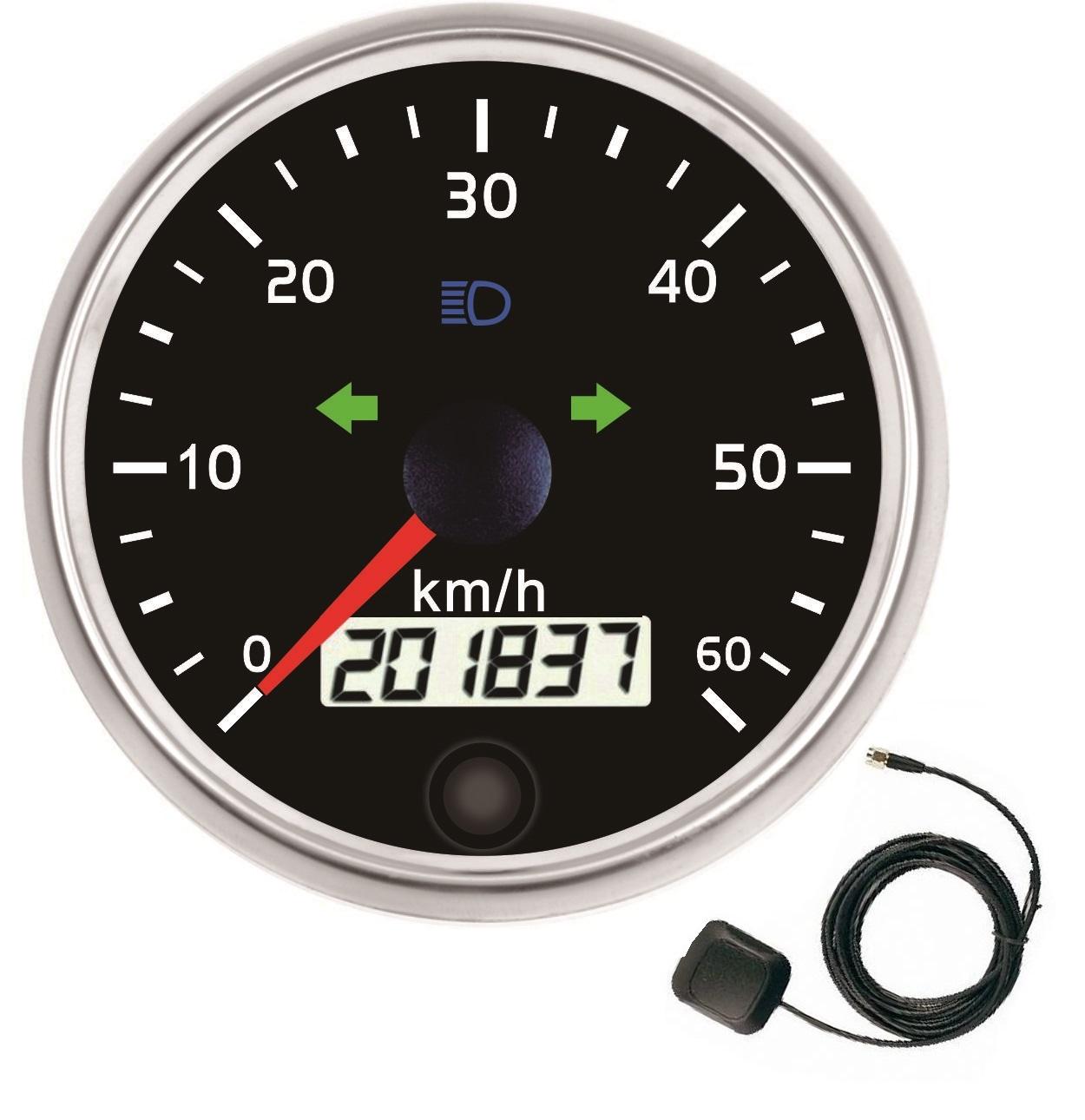Wholesale Price 85mm 60 Km/H GPS Speedometer Waterproof Universal for Marine Ships Yachts Car Motorcycle Blackwith Odometer and Sensor